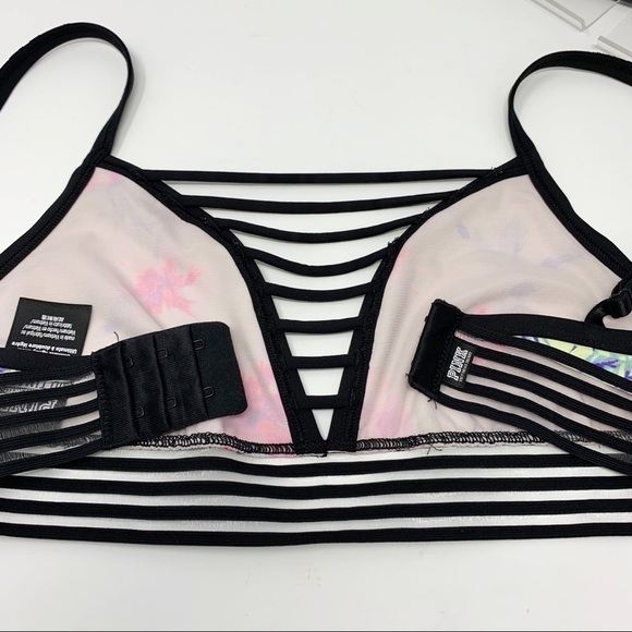 PINK Victoria Secret Yellow Floral Print Strappy Bikini Swim Top Size Medium - Picture 3 of 5